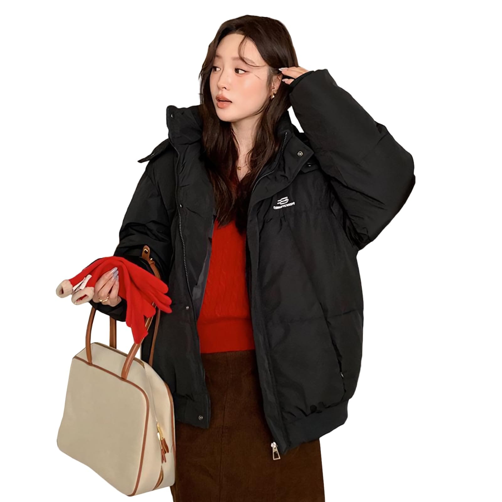 [ｉｎｏｔｅｎｋａ] ダウンジャケット レディース 中綿ジャケット アウター フード付き 厚手 ゆったり ショート丈 防寒 秋冬 暖かい 韓国風 可愛い カジュアル 通勤 通学