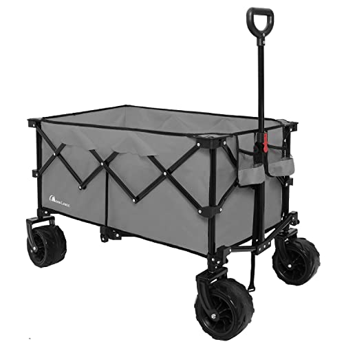 MOON LENCE キャリーワゴン 折りたたみキャリーカート 大容量156L 幅広大型タイヤ アウトドア キャンプ レジャー BBQ 運動会 耐荷重100kg グレー