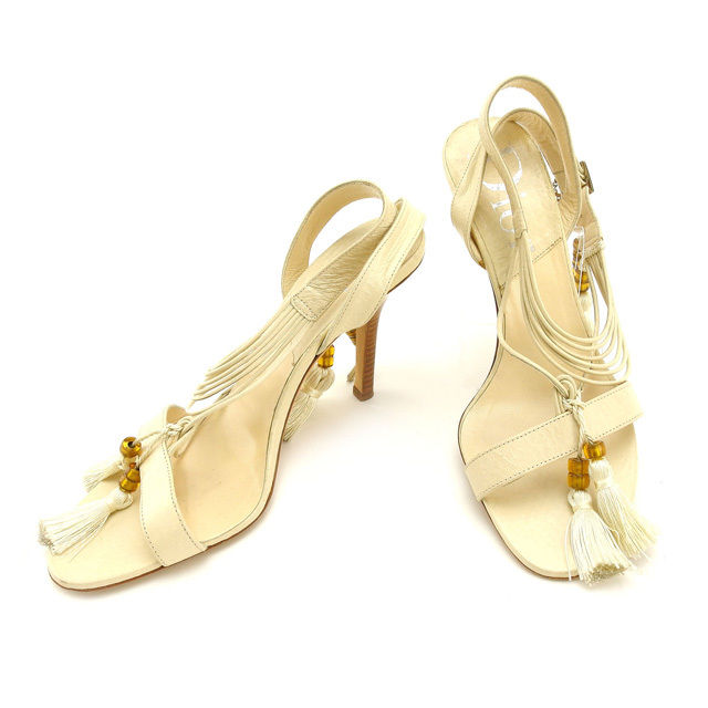 サンダル ＃36 ベージュ フリンジ 中古 A764