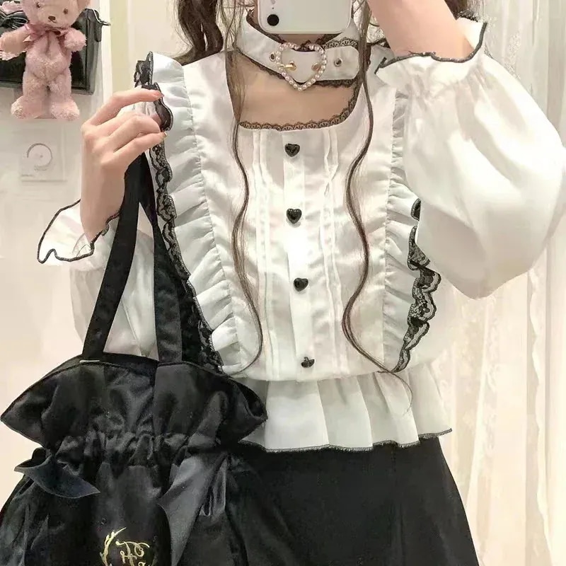 Qoo10] 地雷系量産型レースレース甘クールハート半 : レディース服