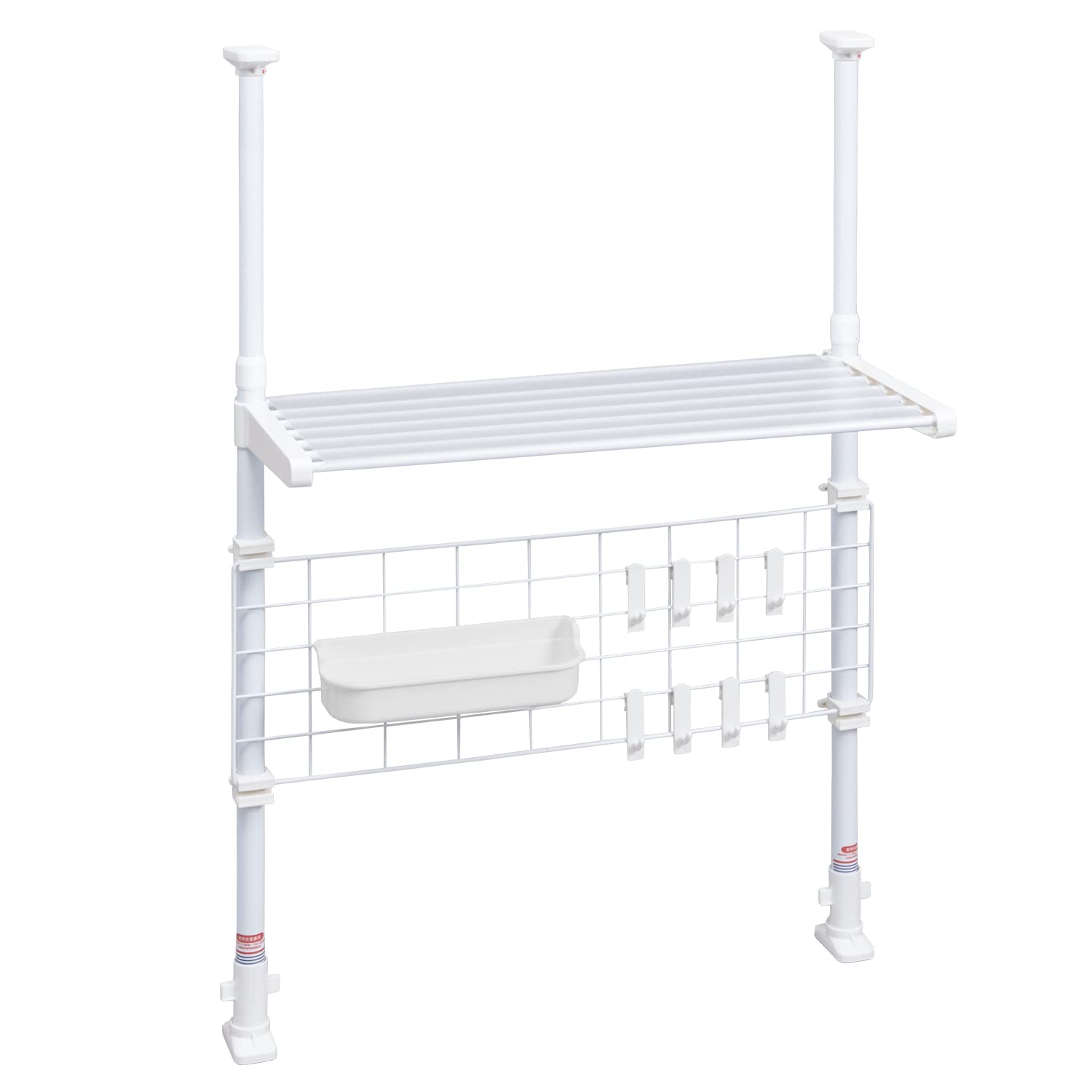 アストロ つっぱりラック ホワイト 収納棚1段 幅63cm×奥行26cm×高さ68~110cm 耐荷重10kg つっぱり棚 キッチン収納 731-11 5,765円