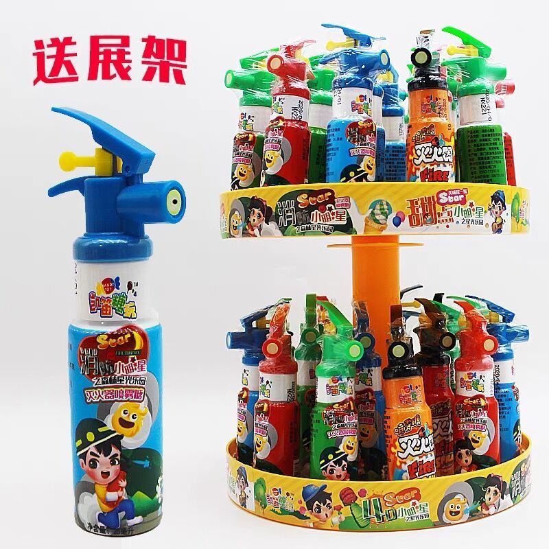 34Pcs 子供用キャンディーおもちゃ消火器スプレーキャンディーフルーツフレーバーマウススプレーキャンディーキッズノズルキャンディーギフト こどもの日のプレゼント 誕生日プレゼント
