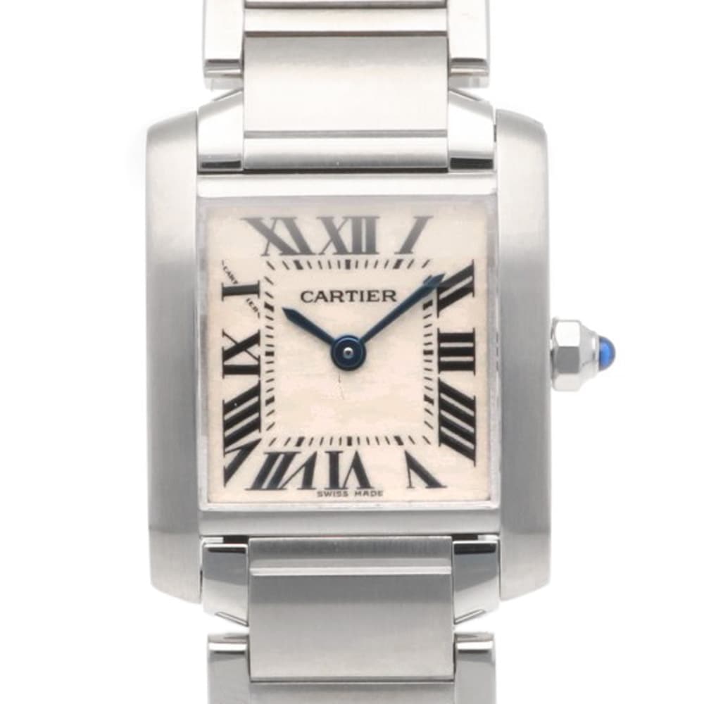 カルティエ タンクフランセーズ SM 腕時計 ステンレススチール 28384 1年保証 CARTIER 中古