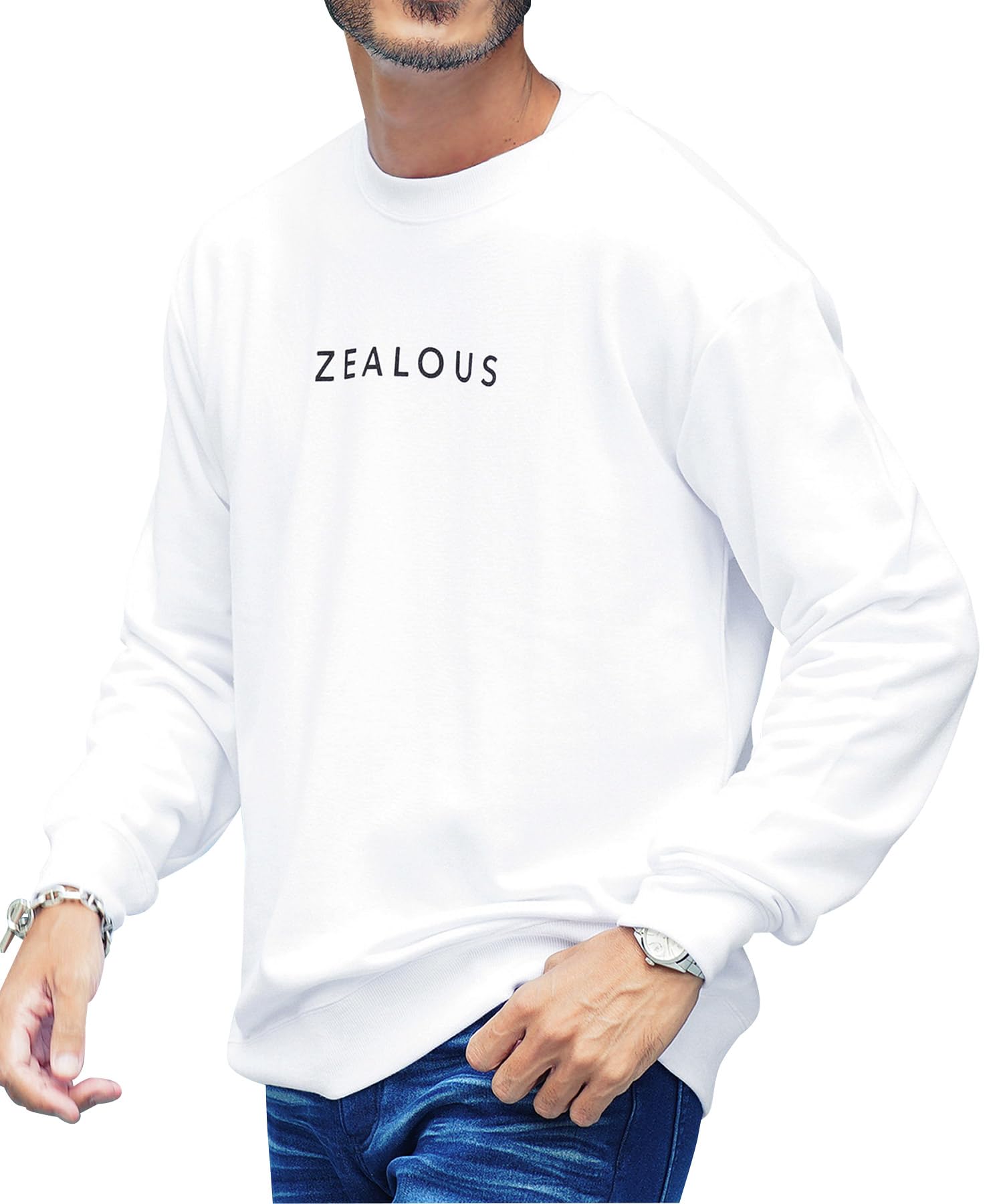 ジギーズショップ 裏毛プリントトレーナー M Bホワイトメンズ ス 長袖 スウェット ゆったり オーバーサイズ ロゴ 秋服 冬服 春服 プルオーバー ロゴプリント 秋冬 黒 白