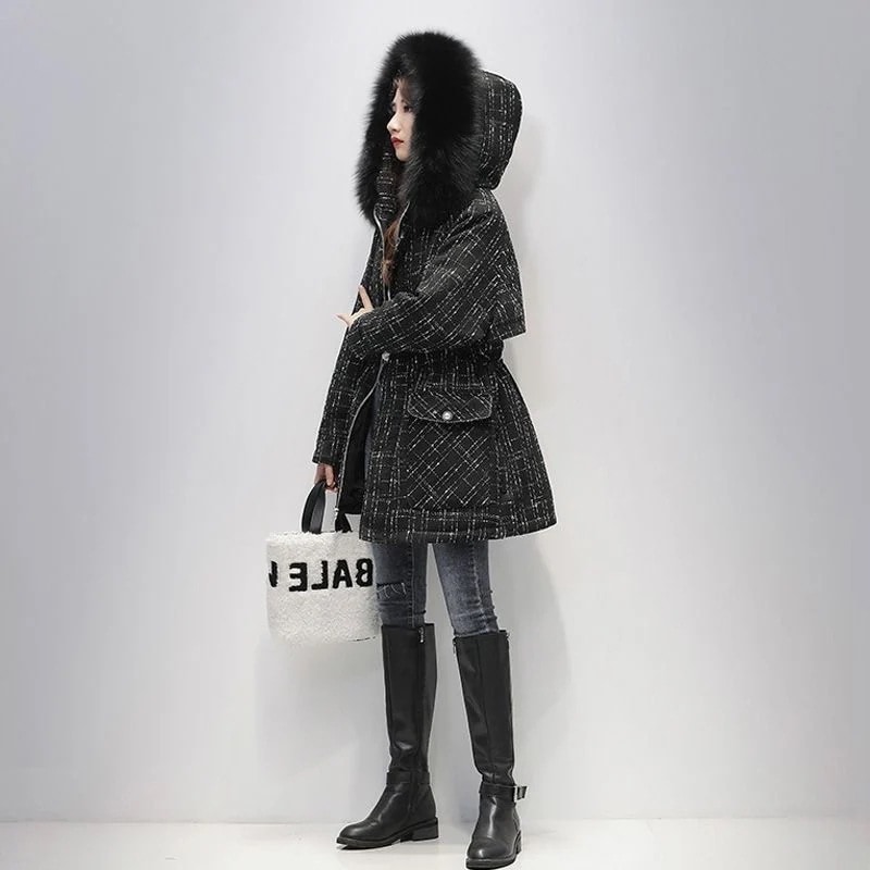 作登場モッズコートダウンジャケットレディース冬中綿ダウンコートミディアム丈カジュアルエコファーフード付綿ジャケットアウター暖かいオシャレ