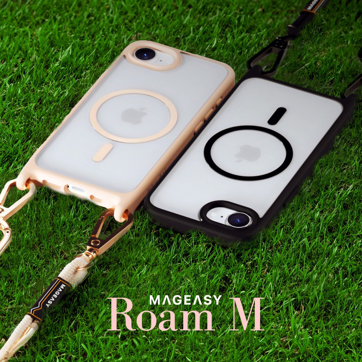iPhone 16e 対応 ケース ショルダー ストラップ 付き クリア マグネット リング付き 耐衝撃 MIL規格 マグネットリング スマホケース Roam M