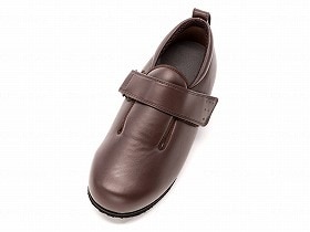 徳武産業 あゆみシューズ 介護靴 外出用 ダブルマジックIII 合皮 外出用 9E 茶 片足/右4Lサイズ 7046