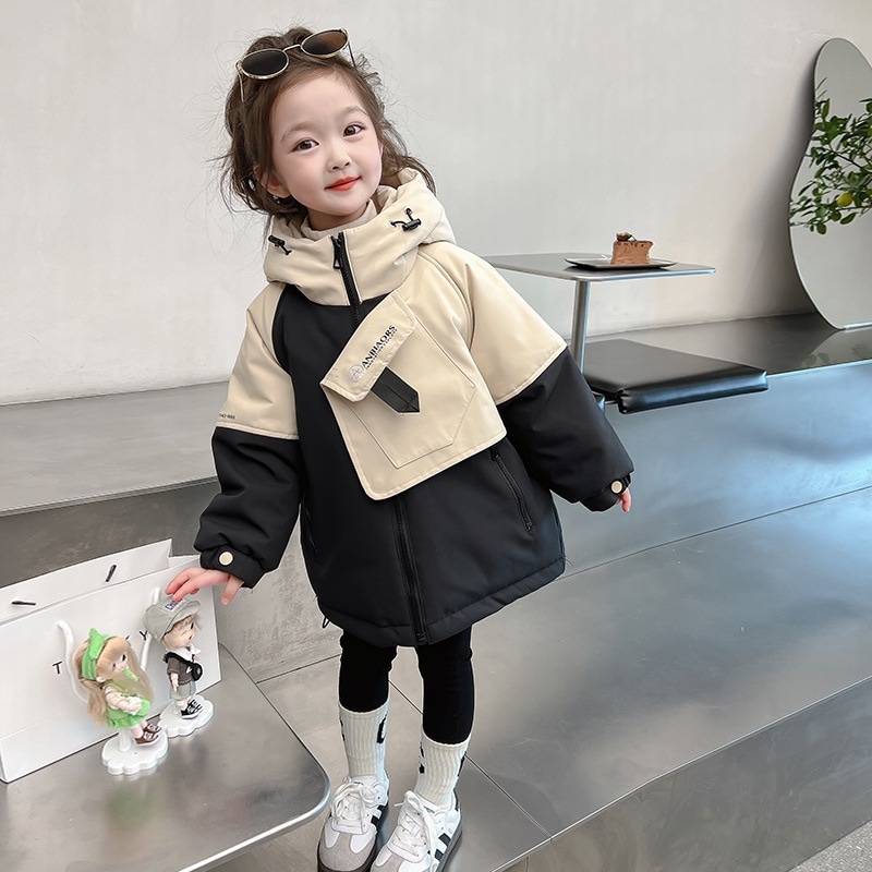 子供用ダウンジャケット中長期女性宝冬服洋風女の子コート冬場厚着女の子服