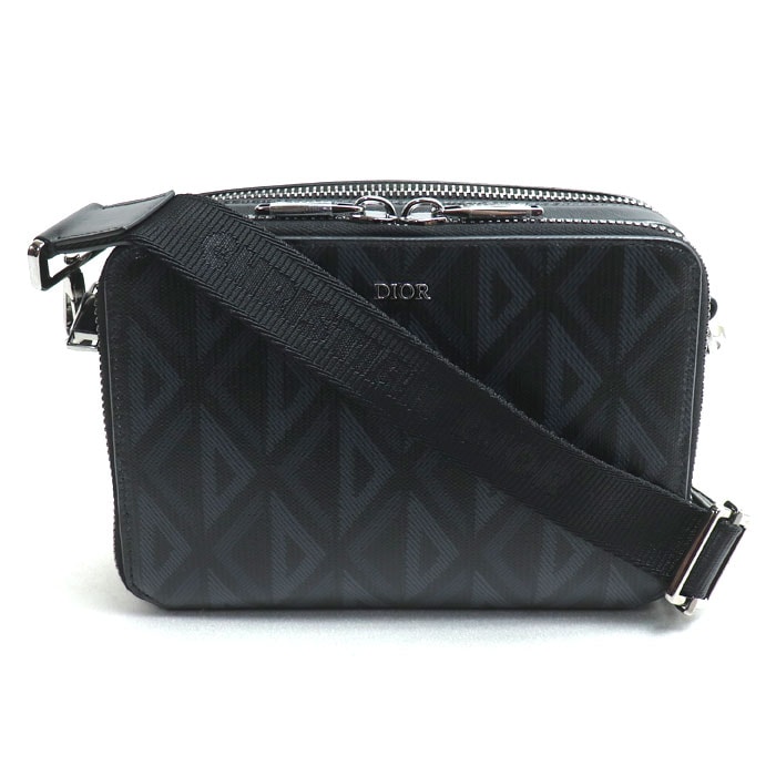 Christian Dior クリスチャンディオール CDダイヤモンド メッセンジャー ショルダーバッグ ブラック 2ESBC119DCO レディース 中古 美品