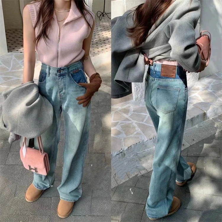 激安セール 裏起毛 ハイウエスト BF風 ジーンズ ゆったりする ワイドパンツ ロングパンツ スリム スラックス シンプル