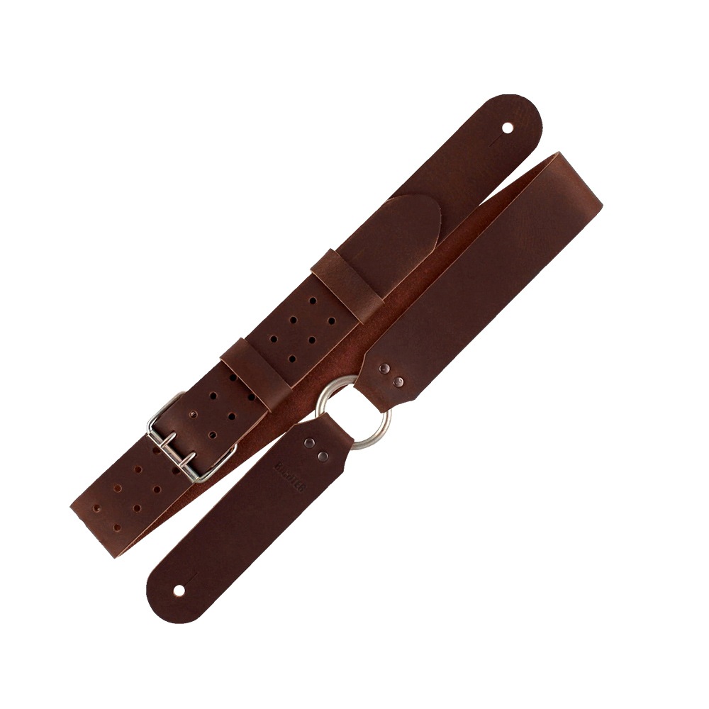Richterシリーズ 皮革ハンドメイドギターストラップ 1521 茶色 リングクリンチ付き