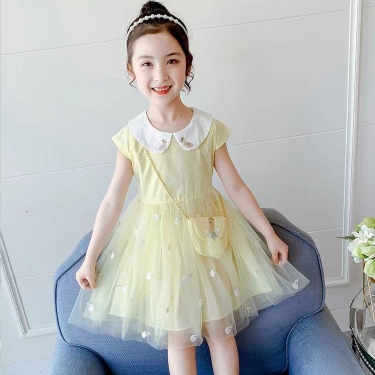 【3日出荷】ファッション 女の子 かわいい おしゃれ 韓国 子供服 プリンセス 発表会 結婚式 高級 ドレス サマー 赤ちゃん 半袖 ワン