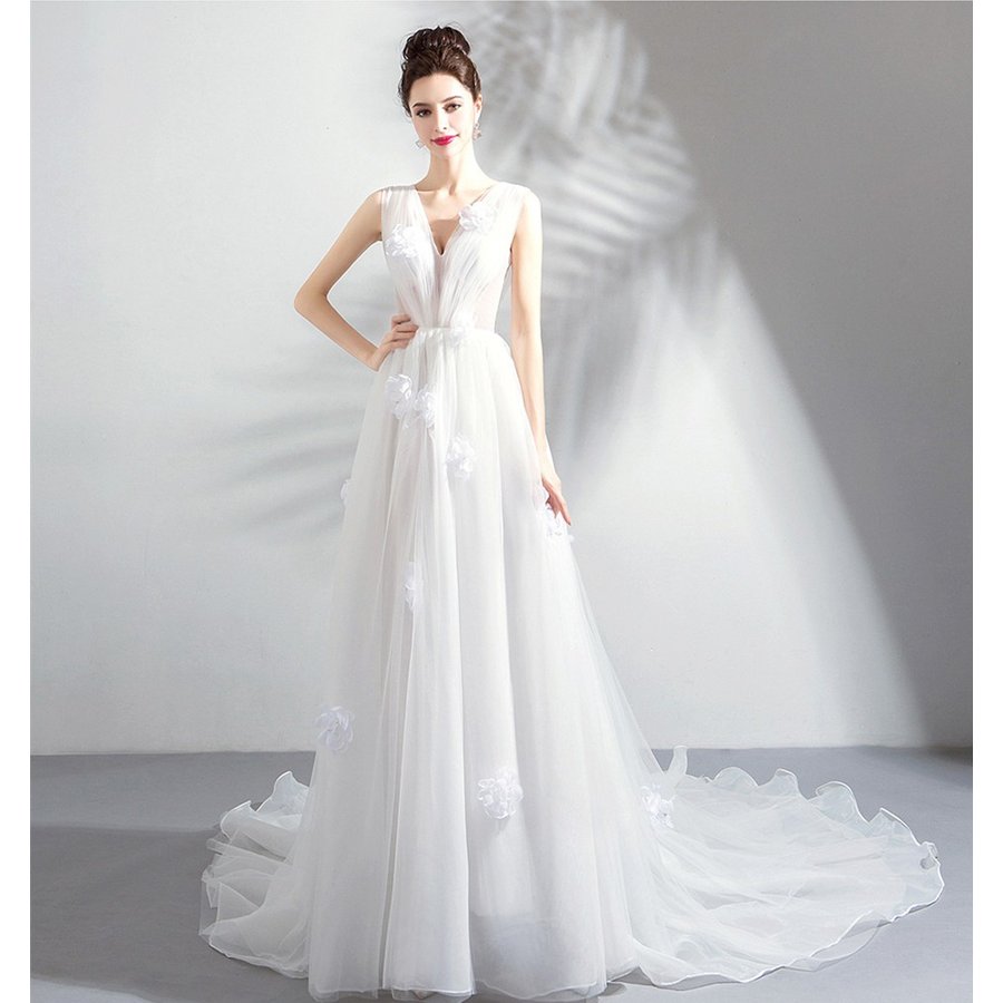 ウエディングドレス パーティードレス カラードレス 肩出し オフショルダー ベルト ロング丈 結婚式