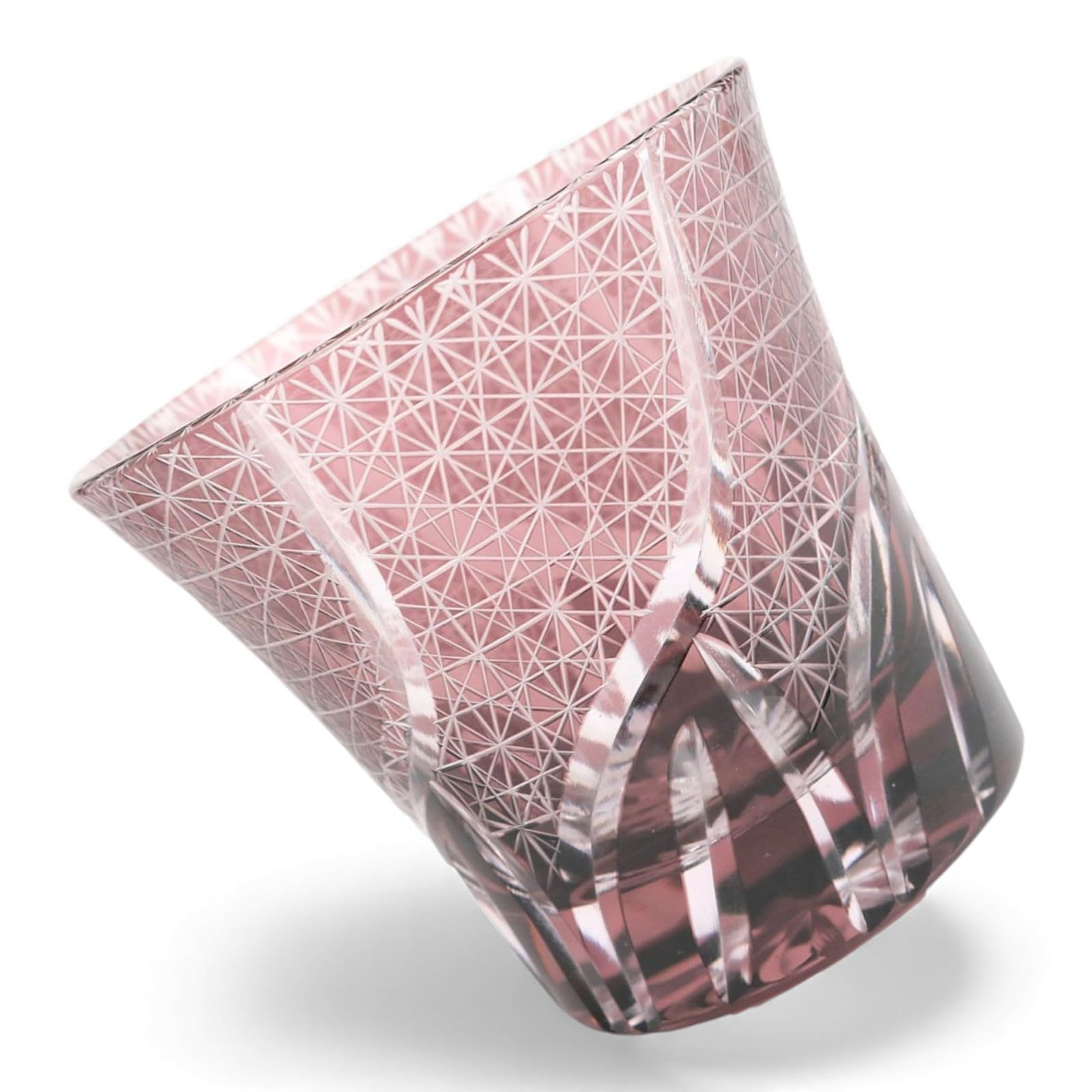 匠美風 ディナー ラグゼ 切子 グラス カップ Φ94xH85mm 240cc 乱彫小紋 パープル 底彫あり 煌雅 PNO.331978