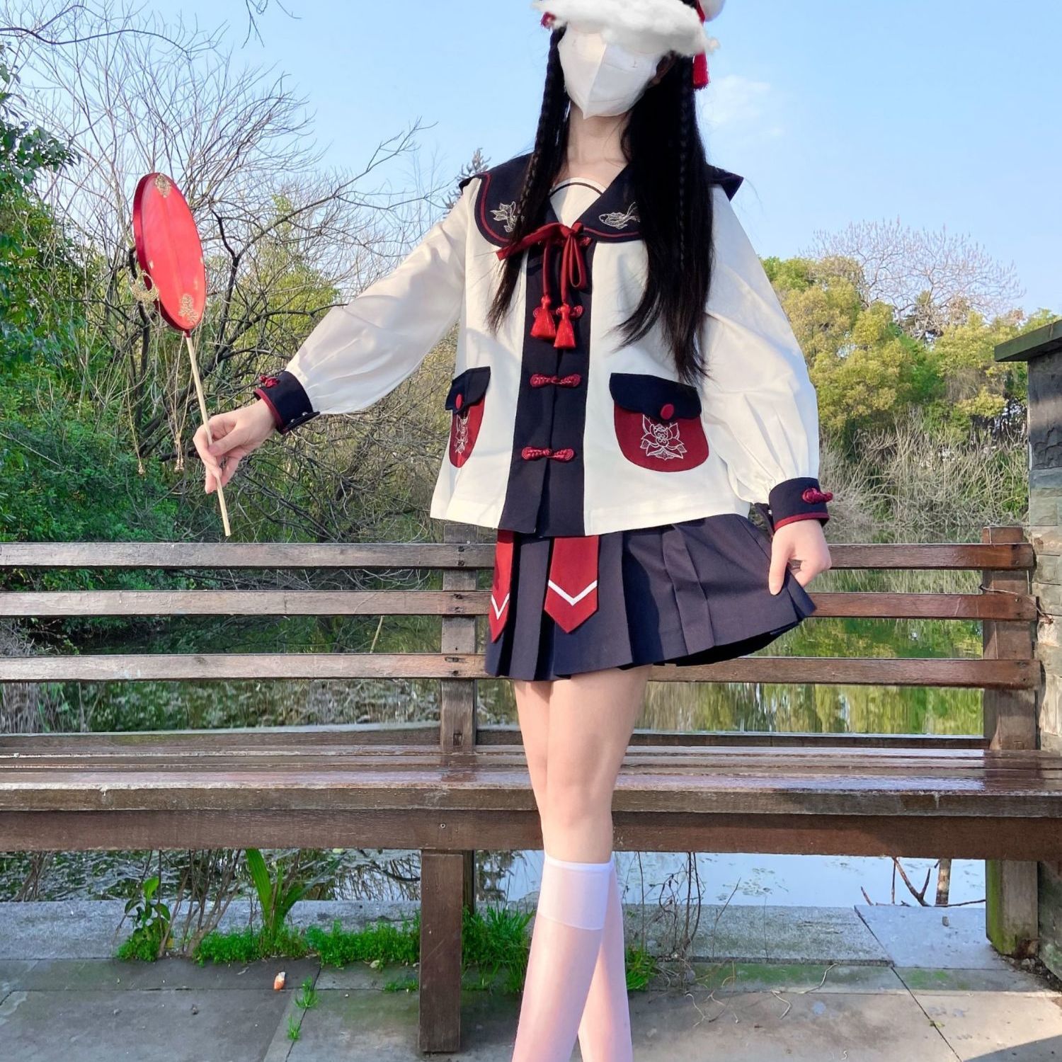 漢服jkショートスカート女の子かわいいスタイル長袖半袖服