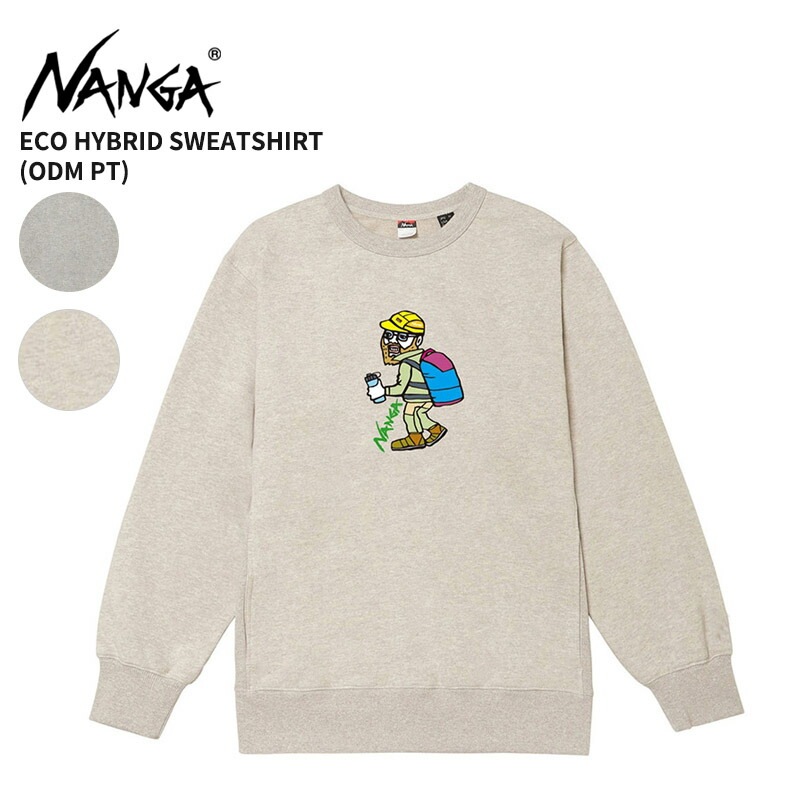 ナンガ ユニセックス トレーナー クルーネックスウェット NANGA エコハイブリッド アウトドアマンプリント スウェットシャツ トップス M L LL n2500-1k011a
