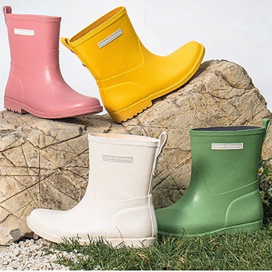 【取寄：納期2週間】レインブーツ ミドルブーツ レインシューズ レディース 長靴 ミドル グリーン ピンク