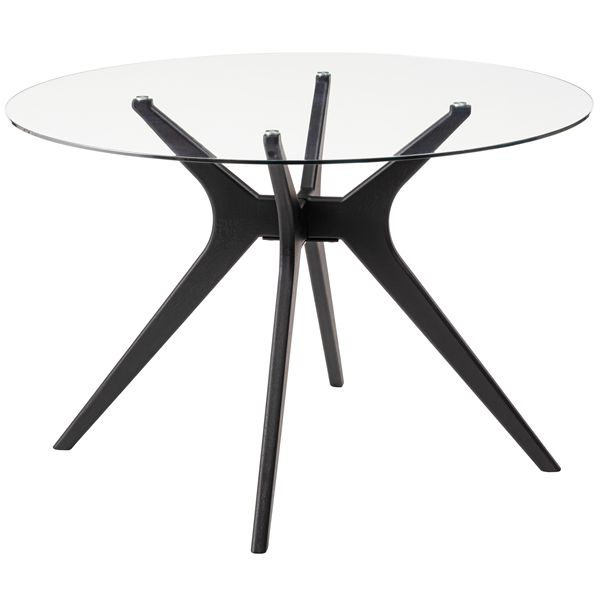 ラウンドガラステーブル 約W110xD110xH72cm ブラック 組立式