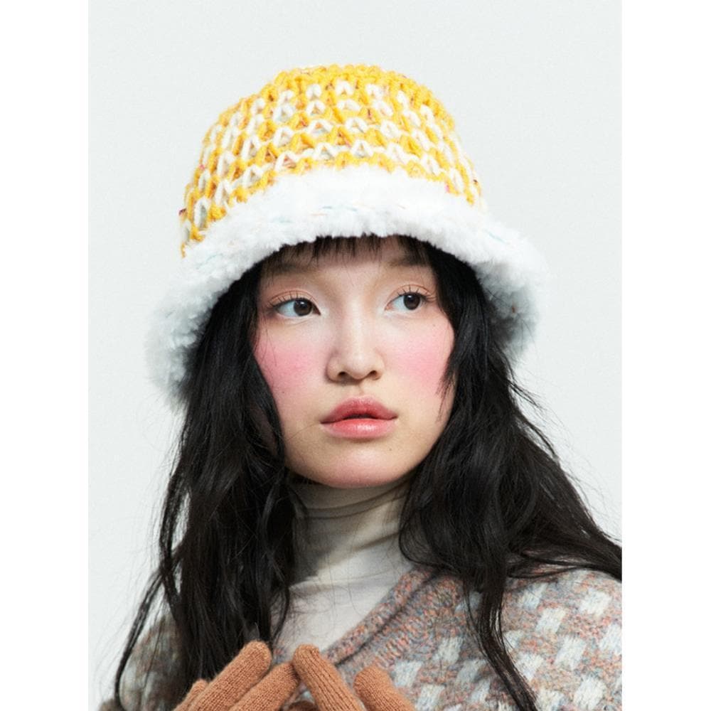 MISU A BARBE [Exclusive] WALL FURRY HAT WHITE YELLOW