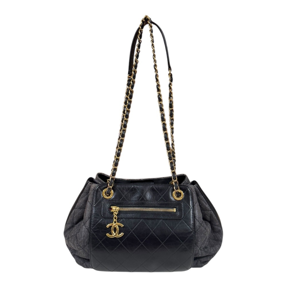 シャネル ショルダーバッグ デニム グレー CHANEL 中古