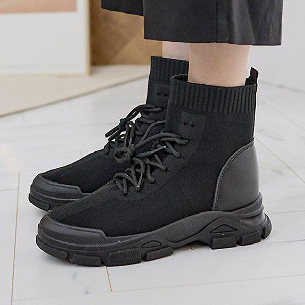 [シューズ] ニットスパンソックス 女性 レディース ハイトップ スニーカー アンクルアンクル ワーカーブーツ 4cm/2color smn26