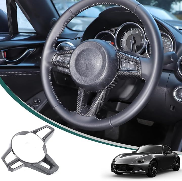 新型 マツダ ロードスター RF ND系 2016～2024に適用 ハンドルボタンフレーム インテリアパネル ステアリングスイッチ シート ステアリングパネル 取付簡単 (カーボン調)