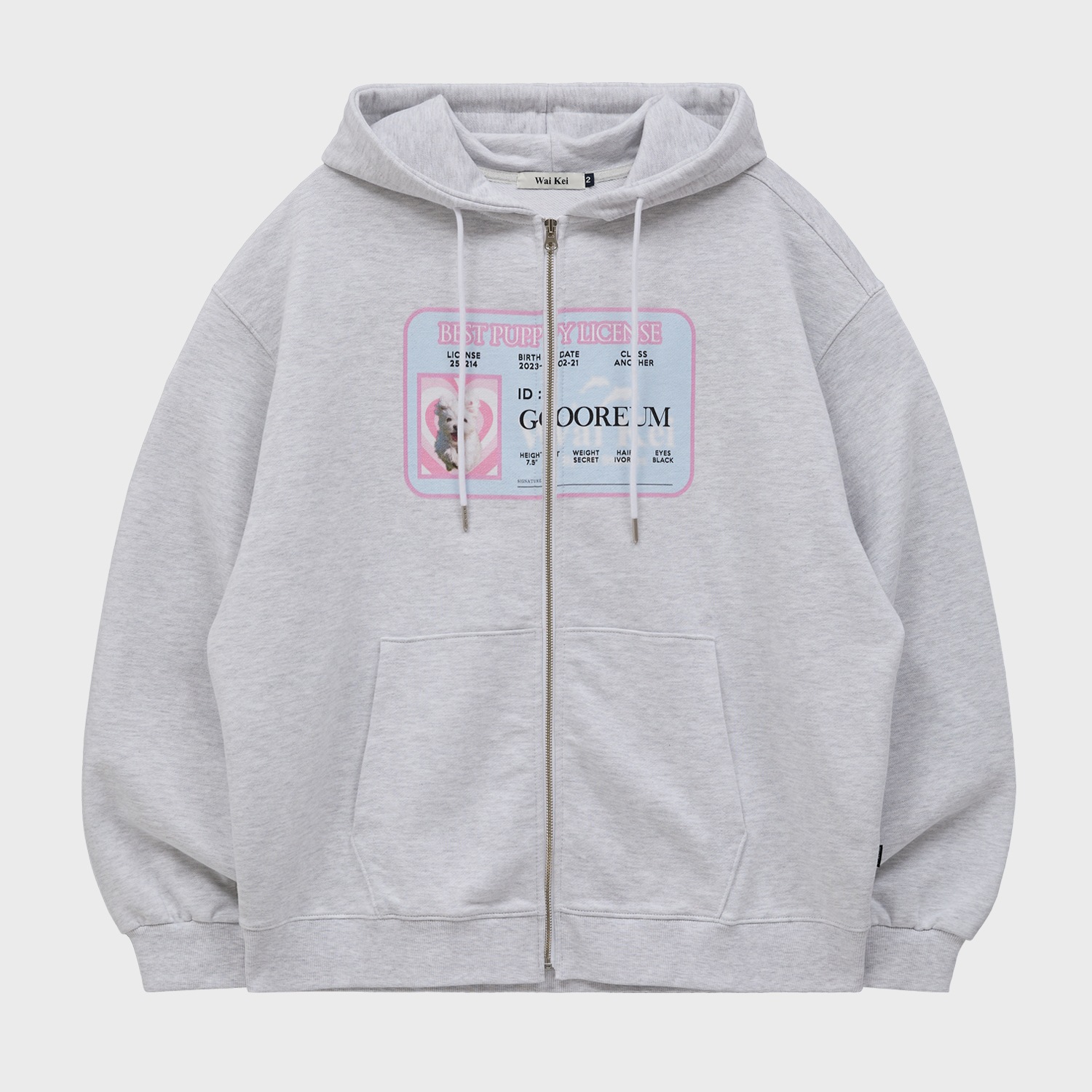 Maltese GOOREUM Nametag Hood Zip Up MELANGE WHITE