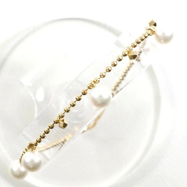 K18 18金 YG イエローゴールド ブレスレット パール(真珠) 約18cm ジュエリー 中古