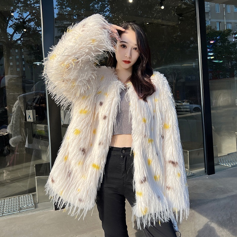 冬ジャケット ファーベスト裏起毛 韓国ファッション 厚手裏起毛イミテーションウサギ毛 毛皮ジャケットカジュアル韓国ファッション