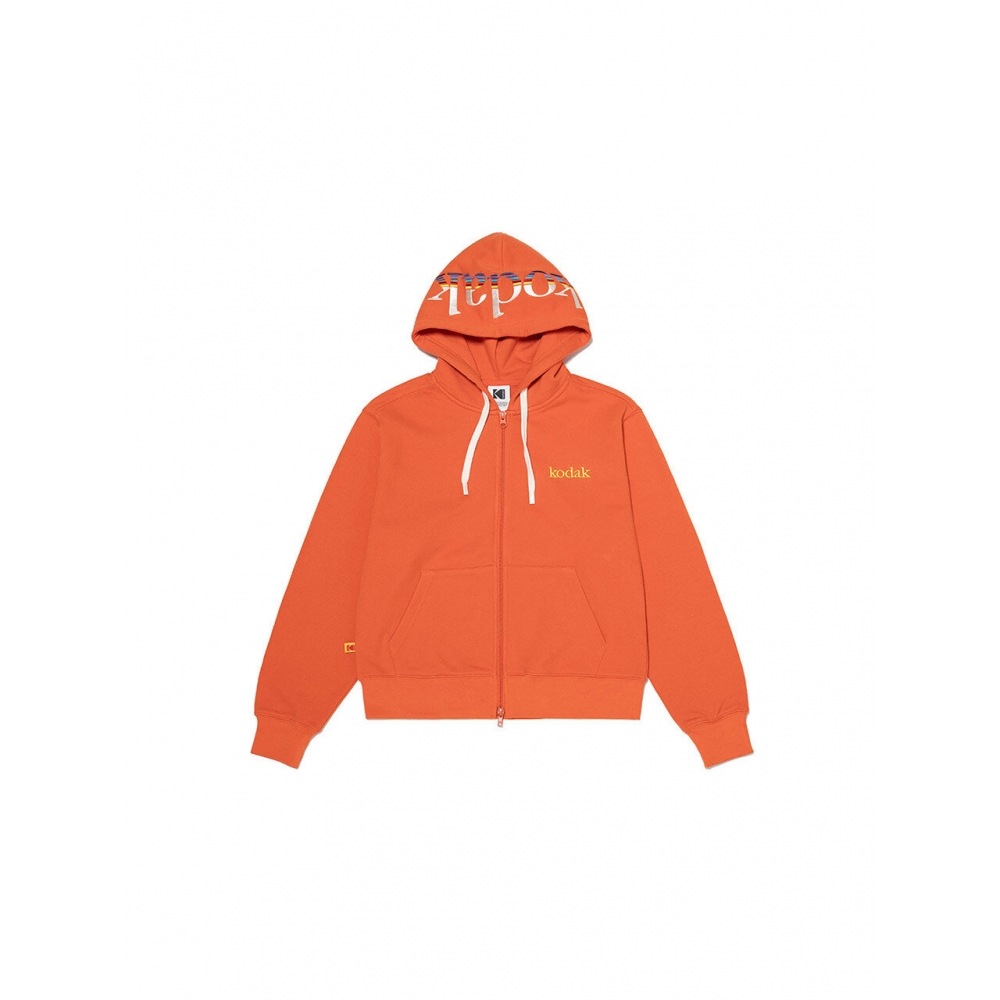 コダックアパレルレインボービッグロゴフーディージップアップレディースオレンジ