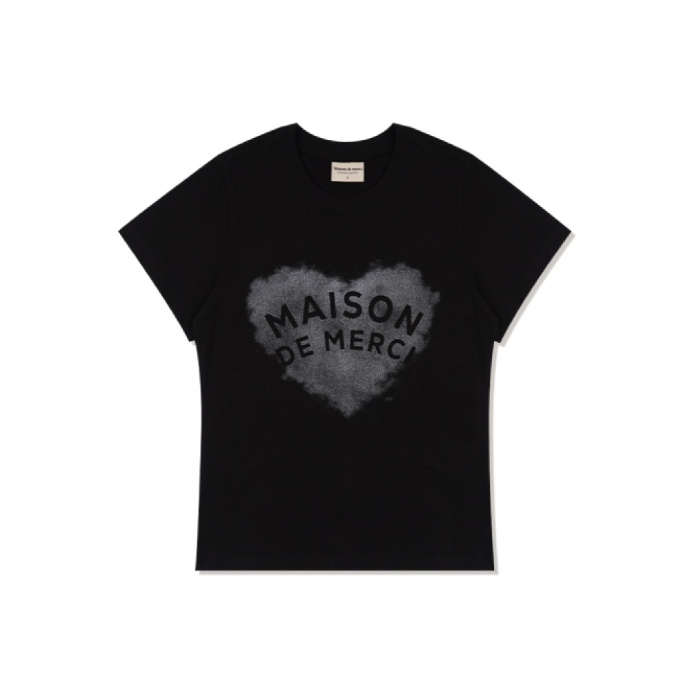 ファビュラスアーカイブ女性用ベーシックコットンキャンディーハートロゴショートスリーブ T シャツブラック (FCE2TS205W)