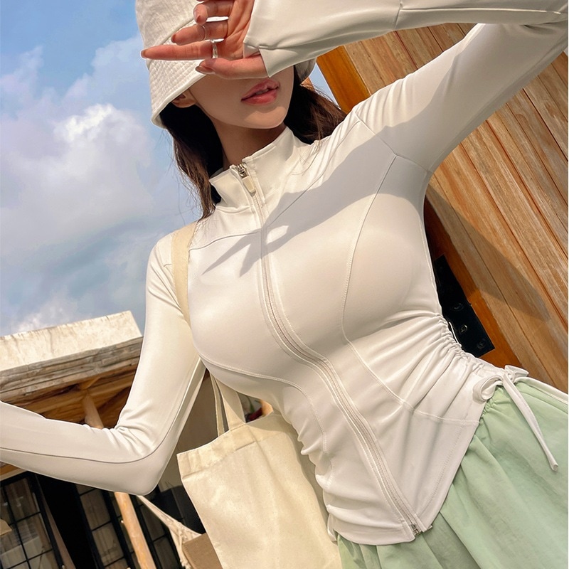 水着 レディース スイムウエア ラッシュガード ハイネック サイド シャーリング リボン 無地 uvカット Sライン 虫刺され対策 紫外線防止 体型カバー SW19955F 4,910円