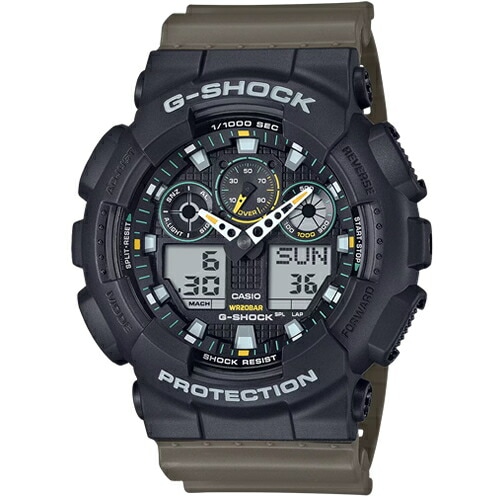 カシオ【国内正規品】CASIO G-SHOCK アナログデジタル腕時計 ブラック×オリーブグリーン GA-100TU-1A3JF【Two tone utility colors】