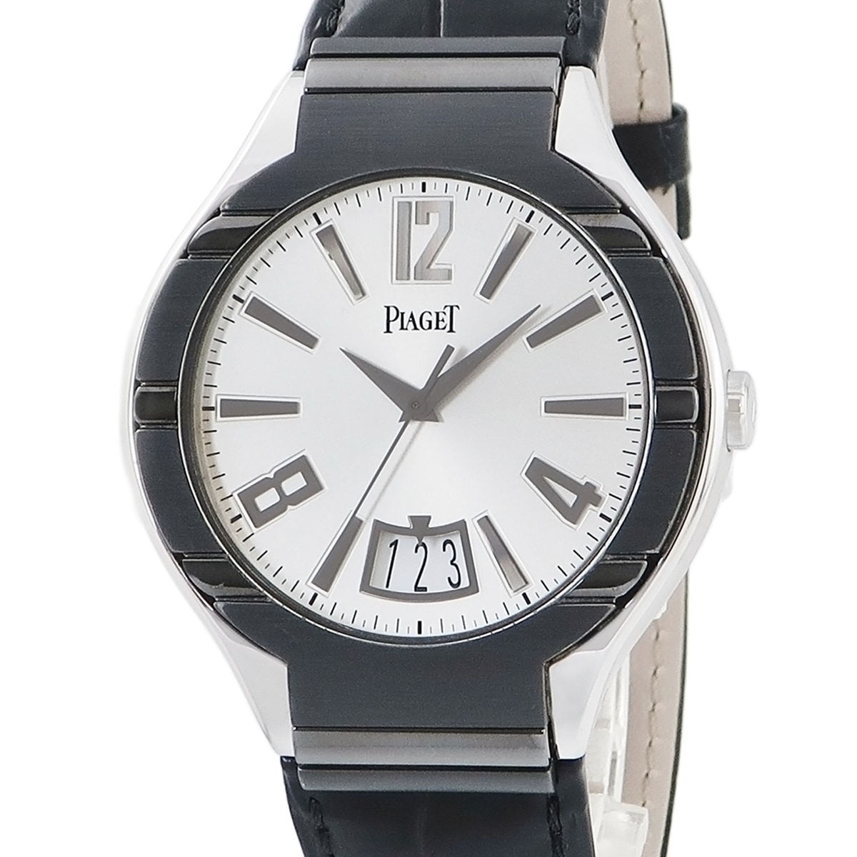 ポロ P10383 自動巻き メンズ OH済 K18WG無垢 シルバー ギヨシェ 3年保証