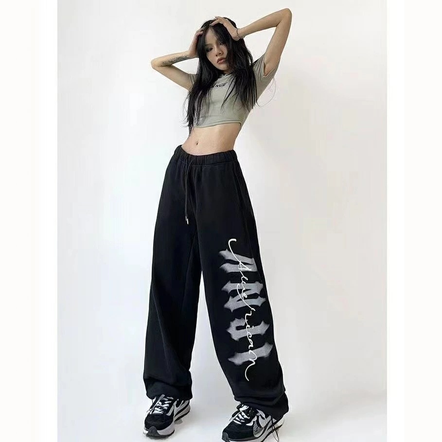 2XL XL L M S ボトムス ウエストゴム 薄手 九分丈 可愛い レディースストリートズボン ダンスウエア スポーツウエア