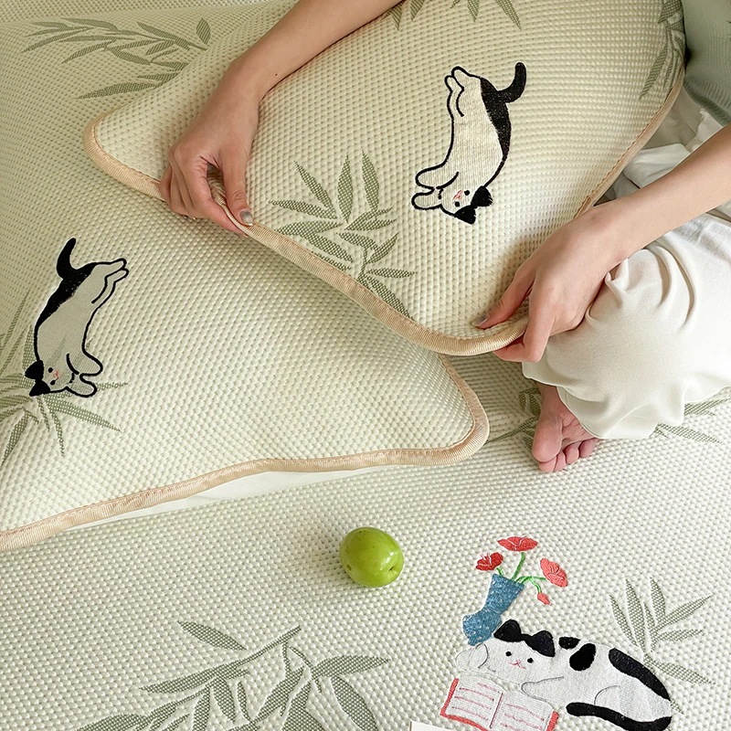 A類3D高分子アイス豆豆の涼席ベッド笠3点セット清新キャラクターアイスシルク席エアコンソフトシート3