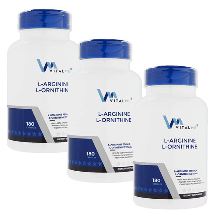 バイタルミー VitalMe L-アルギニン&L-オルニチン180錠　3本　健康維持　海外直送　日時指定不可　ヤマト国際便
