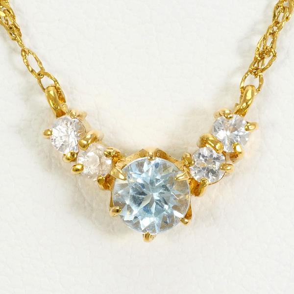 テイクアップ K18YG ネックレス ブルートパーズ ホワイトトパーズ ジュエリー 中古