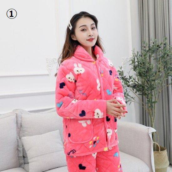 パジャマ レディース 冬 ルームウェア リボン柄 アニマル柄 上下セット 2点セット セットアップ ホームウェア 部屋着 寝間着 おうち服 ナイトウェア 楽ちん リラックス キルティング 襟あり 可愛