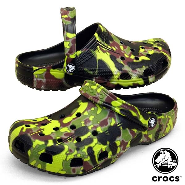 CLASSIC SPRAY CAMO CLOG 208261 001 クラシック スプレイ 樹木迷彩 カモフラージュ クロッグ 黒 レディース/メンズ カジュアル