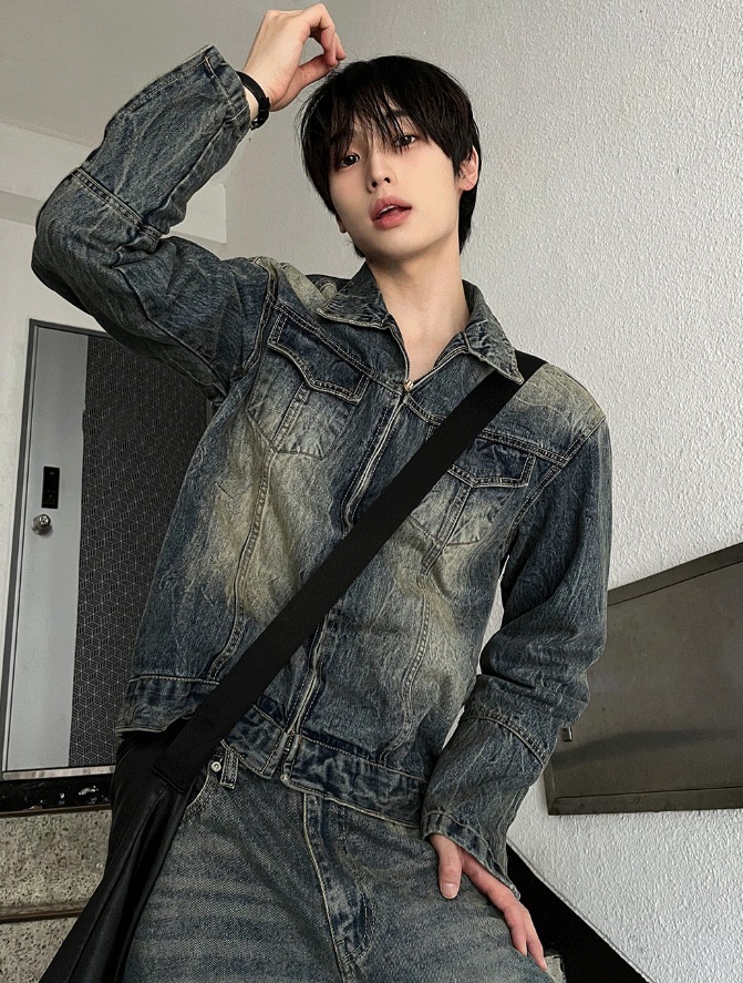 [COSYHARU公式] Plang Washing Denim Jacket (Long Sleeve VER)
