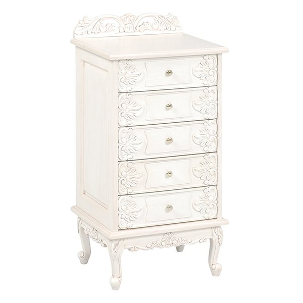 チェスト 5段 猫足 アンティーク調 ホワイト RCH-1754AW