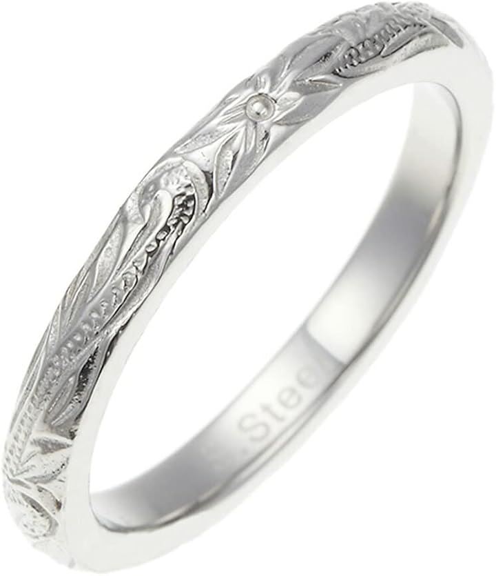 アクセサリーショップ サージカルステンレス リング ハワイアンジュエリー マイレ nalu スクロール(シルバー, 19号)