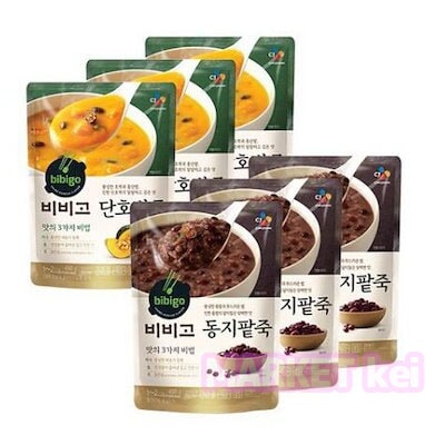 【かぼちゃ粥 3個+ぜんざい(粒あん) 3個】 bibigo/韓国栄養 / 韓国お粥 / 韓国料理