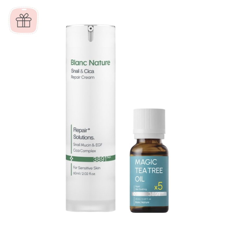 【セット】5倍高濃縮 マジック ティーツリー オイル 20ml + 高濃縮シカ配合 スネイル スポットクリーム 60ml