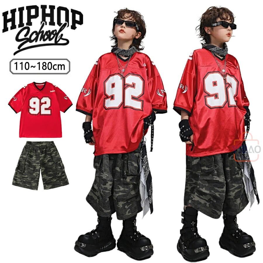 バスケットボールユニフォーム 赤 キッズダンス衣装 女の子 男の子 HIPHOP衣装 練習着 演出服 迷彩柄 かっこいい ステージ 上下セット キッズ ファッション871778