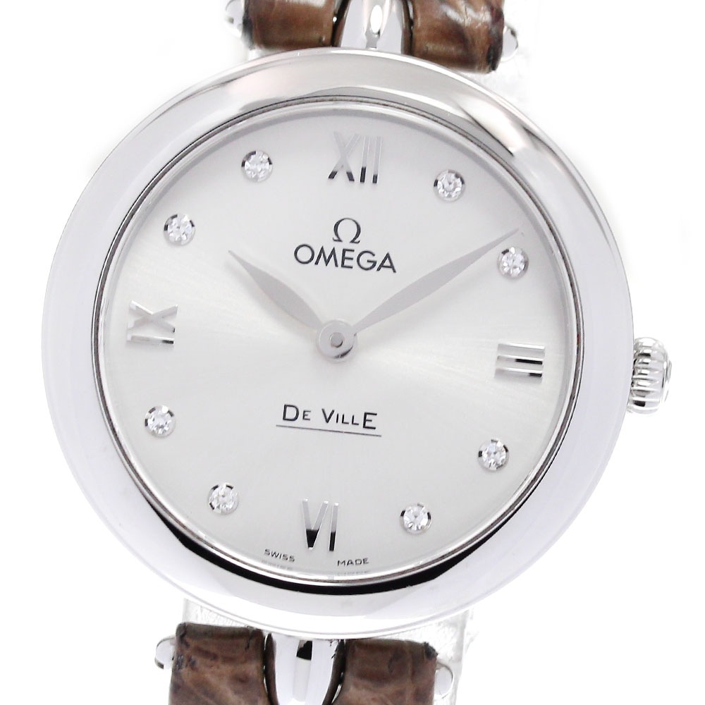 オメガ OMEGA 424.13.27.60.52.001 デビル プレステージ デュードロップ 8Pダイヤ クォーツ レディース 良品 保証書付き_830209【中古】