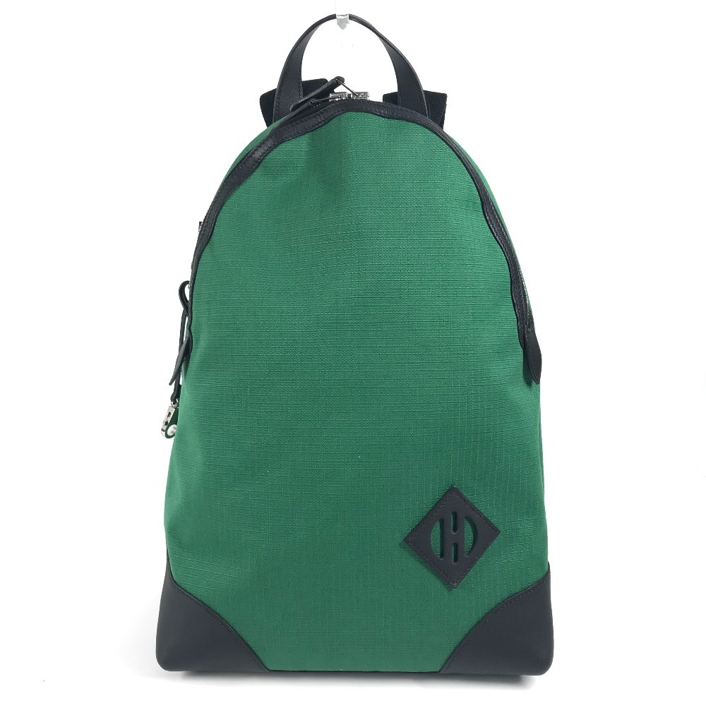 リュックサック エルメス・オールバック Hロゴ カバン バックパック バイカラー キャンバス/レザー グリーン