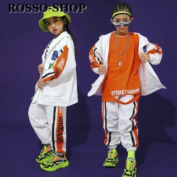 ロツソシヨツプ キッズ ダンス衣装 ヒップホップ ダンス衣装 セットアップ ジャケット パンツ 長袖 ジャズ 上下セット 運動 演出服 発表会 ジャズダンス