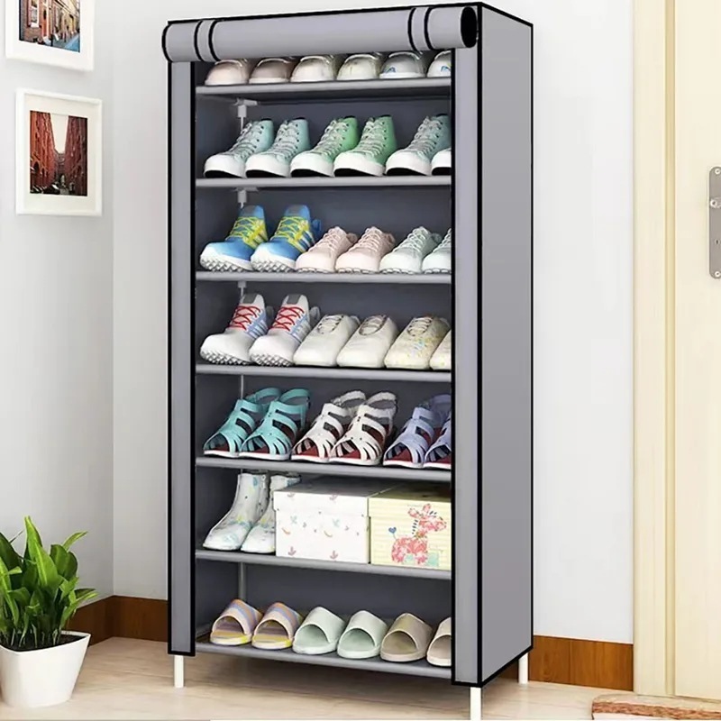 ジッパー式マルチレイヤーシューズラック防塵シンプルな組み立て大容量エントリーリビングルーム用収納キャビネット8層